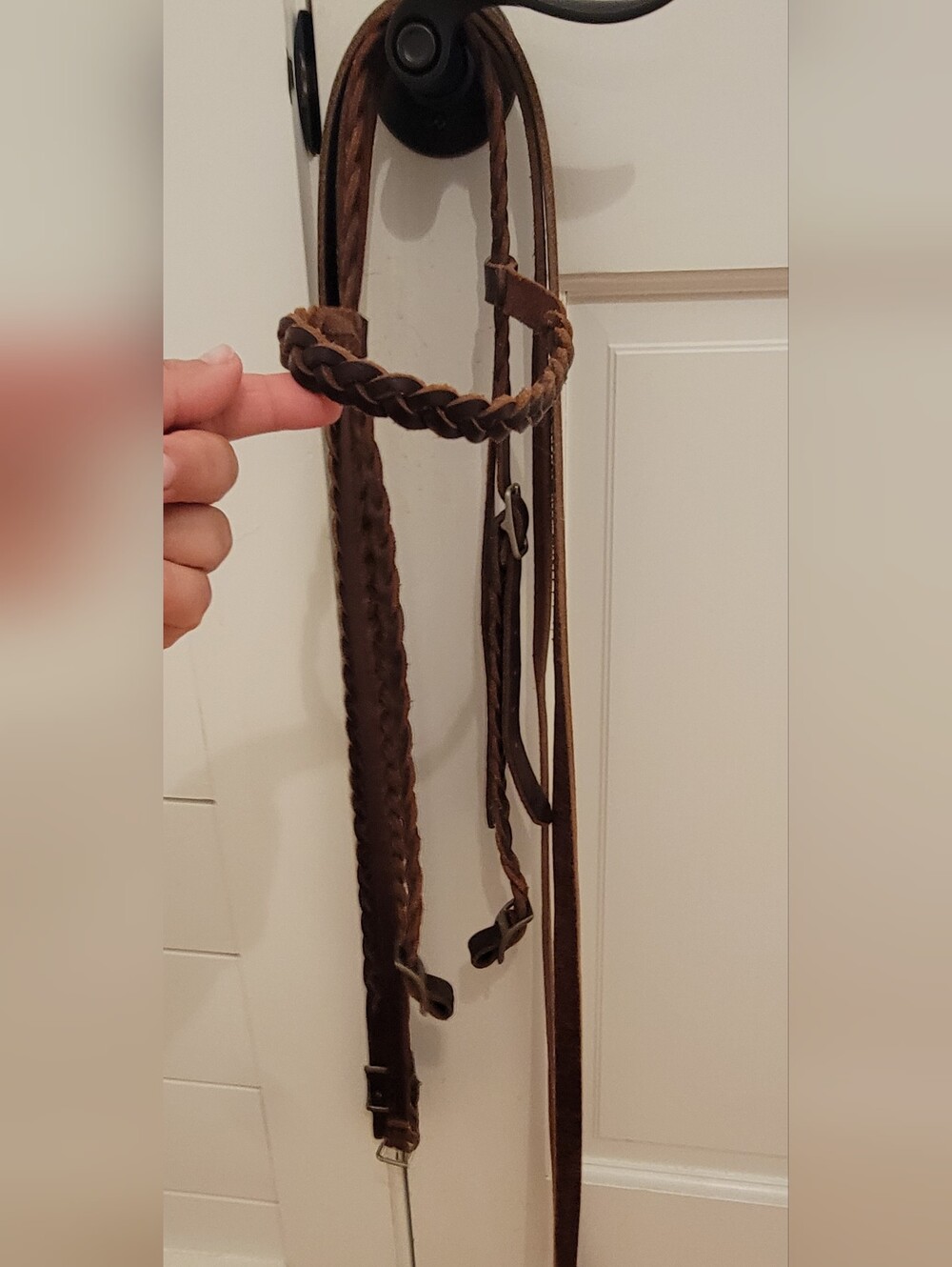 Braided Leather Headstall Reins Set